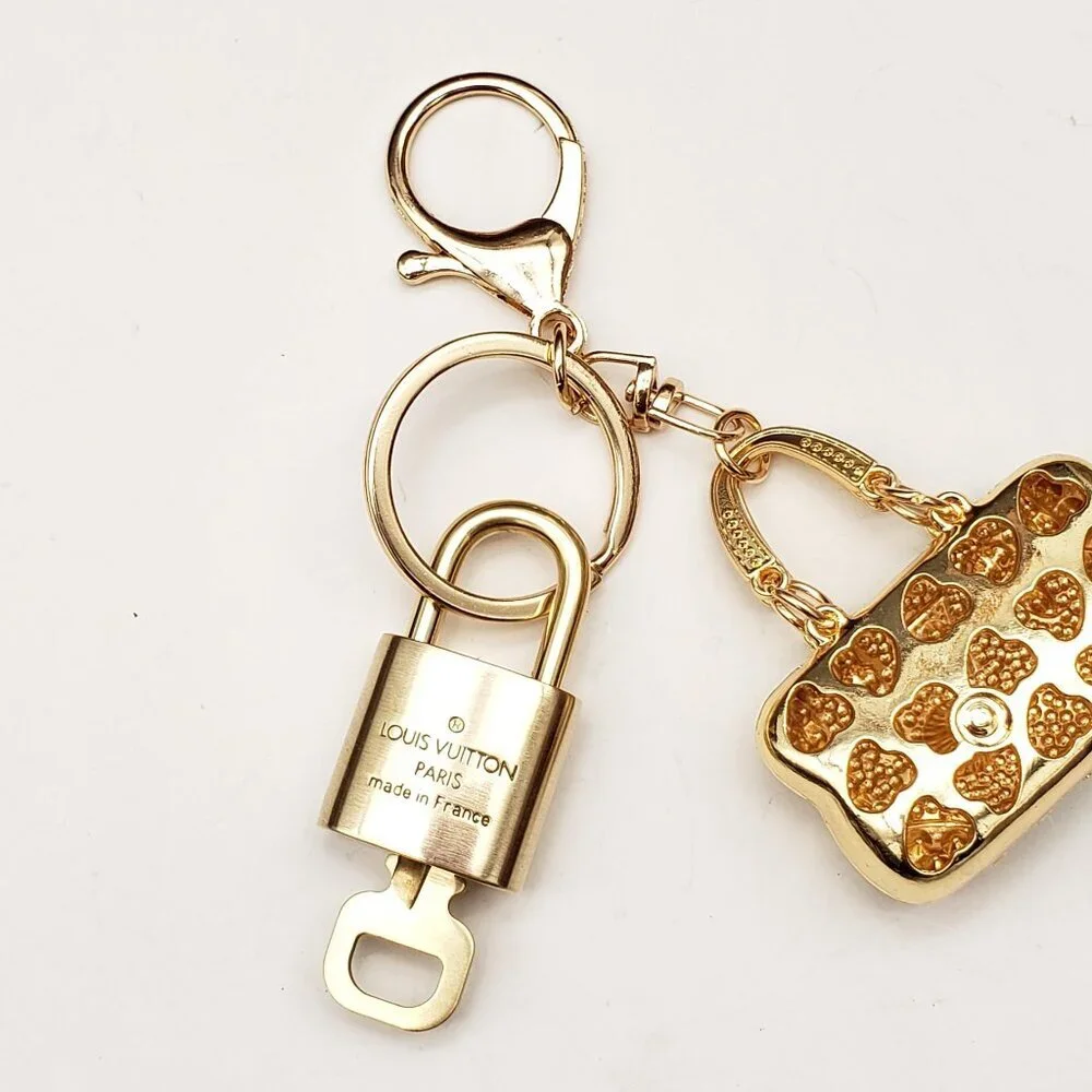 Authentic Louis Vuitton Padlock & Key Gold ✨Unbranded Bag Charm Keychain